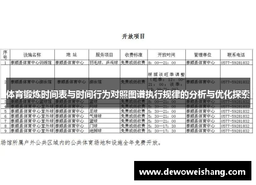 体育锻炼时间表与时间行为对照图谱执行规律的分析与优化探索