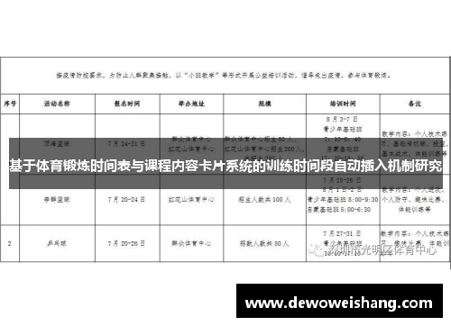 基于体育锻炼时间表与课程内容卡片系统的训练时间段自动插入机制研究