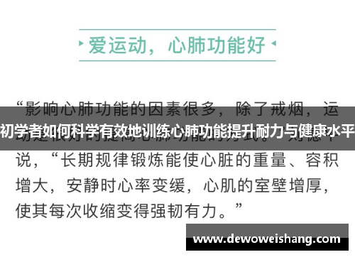 初学者如何科学有效地训练心肺功能提升耐力与健康水平